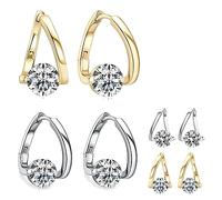 Flysmus Halolux Lymphvity Germanium Earrings, 4 Pairs Lymph Drainage Magnetic Earrings Unclog Lymph Node Earrings, Lymphatic Magnetic Therapy Earrings for Weight Loss(gold+silver)