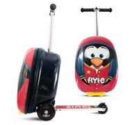 Flyte Scooter 2-in-1 Suitcase Scooter Kids - Kids Ride on Suitcase, Easy-Glide Wheels, Ride on Luggage, 18-Inch, 25 Litre Capacity for Boys and Girls Aged 3+, Light Up Wheels - Perry The Penguin