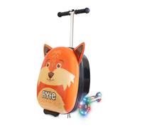 Flyte Scooter 2-in-1 Suitcase Scooter Kids - Kids Ride on Suitcase, Easy-Glide Wheels, Ride on Luggage, 18-Inch, 25 Litre Capacity for Boys and Girls Aged 3+, Light Up Wheels - Frazer The Fox