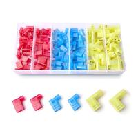 Flytuo 120PCS Nylon Insulated Flag Spade Quick Disconnects Wire Connectors, 90 Degree Electrical Female Crimp Terminals Assortment Kit AWG22-10
