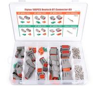 Flytuo 188PCS Deutsch Connector Kit, 12 Sets 2/3/4/6/8/12 Pin Automotive Waterproof Car Electrical Wire DT Connectors Plug for Motorcycle, Truck, Car, Boats, Scooter(14-20AWG)
