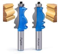 Flytuo 2PCS Architectural Molding Router Bit Set, 1/2'' Shank Classical Fishtail Handrail Router Bits, Frame Shape Woodworking Cutters for Cabinet, Handrail, Ceiling and Frame Decoration