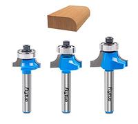 Flytuo 3Pcs Roundover Edging Router Bit Set 1/4 Inch Shank, Corner Rounding Edge-Forming Roundover Beading Router Bit Set, Woodworking Milling Cutter Tools for Table, 3/8", 1/2")