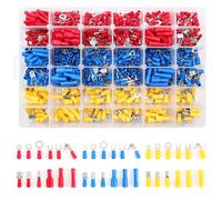 Flytuo 840PCS Insulated Wire Electrical Connectors - 36 Types Crimp Terminals Connectors Assortment Kit Mixed Butt, Ring, Fork, Spade, Bullet & Quick Disconnect Assortment