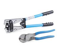 Flytuo HX-50B Battery Cable Lug Crimping Tool Kit with Wire Cutter - Wire Lug Crimper for 6-50mm²(AWG 10-1/0) Battery Cables, Heavy Duty Crimp Plier with Thickened and Reinforced The Metal Plate