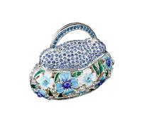 FLYuechun Ranan 3.15 * 2.44inch Metallic Shichi-Go-Sou Handicraft Chinese Enamel Jewelry Box Creative Home Decor Flower Basket Small Ornament (Blue 8 6.5cm)
