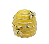 FLYuechun Ranan 4.72 * 3.15inch Creative Cloisonné Hand-painted Bee Hive Decorative Box, Alloy Jewelry Box (Sunflower color)