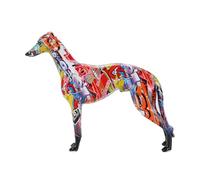 FLYuechun Ranan 9.84inch Painting Art Graffiti Greyhound Family Dog Whibbit Dog Creative Resin Crafts Home Decoration Wine Cabinet Office Gift (RA)