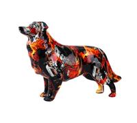 FLYuechun Ranan Art Creative Painted 10in Graffiti Color Border Collie Dog Statue Decorations Home Entrance Simple Office Pet Decor Resin Crafts Gift (G942 RB)