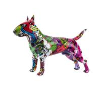 FLYuechun Ranan Art Creative Simple Colorful Bull Terrier Ornaments Statue Resin Pet Dog Figurine Crafts Home Decoration Color Modern Office Desktop Craft (G861 RB)