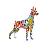 FLYuechun Ranan Creative Simple Painted Graffiti Color Doberman Dog Statue Decorations Home Entrance Wine Cabinet Office Pet Decor Resin Crafts (Red)