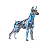 FLYuechun Ranan Creative Simple Painted Graffiti Color Doberman Dog Statue Decorations Home Entrance Wine Cabinet Office Pet Decor Resin Crafts (Silver)