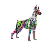 FLYuechun Ranan Creative Simple Painted Graffiti Color Doberman Dog Statue Decorations Home Entrance Wine Cabinet Office Pet Decor Resin Crafts (Purple)