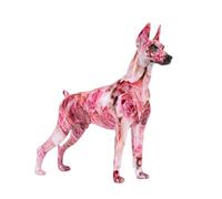 FLYuechun Ranan Creative Simple Painted Graffiti Color Doberman Dog Statue Decorations Home Entrance Wine Cabinet Office Pet Decor Resin Crafts (Pink)