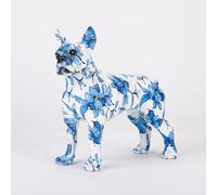 FLYuechun Ranan Modern Colorful Boston Terrier Statue Art Creative Simple Small Handle Resin Pet Dog Crafts Home Decoration Color Office Desktop Craft (Blue)