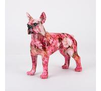 FLYuechun Ranan Modern Colorful Boston Terrier Statue Art Creative Simple Small Handle Resin Pet Dog Crafts Home Decoration Color Office Desktop Craft (Pink)