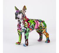 FLYuechun Ranan Modern Colorful Boston Terrier Statue Art Creative Simple Small Handle Resin Pet Dog Crafts Home Decoration Color Office Desktop Craft (Orange)