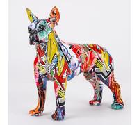 FLYuechun Ranan Modern Colorful Boston Terrier statue Art Creative Simple Small Handle Resin Pet Dog Crafts Home Decoration Color Office Desktop Craft (Red)