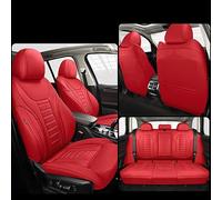 FLYUFO Car Seat Covers for Range Rover Evoque sport 2020-2022,Genuine Leather Waterproof Seat Cushions Padded Car Seat Protector Interior Accessories,A-Red