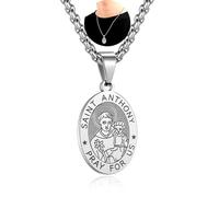 FLYUN Patron Saints Necklace - St. Michael, Virgin Mary, Raphael & 9 More - 316L Stainless Steel 24" Chain - Spiritual Jewelry Gift for Healing, Travel & Faith-Based Protection Hypoallergenic, S