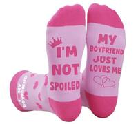 FLYWIND Valentines Gifts for Her, Gift for Girlfriend Womens Funny Socks Gifts for Valentine’s Day Anniversary Birthday Thanksgiving Novelty Socks with Phrase I Love My Boyfriend for Girlfriend