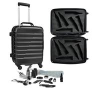FlyWithWine® by VinGardeValise Hard Shell Wine Suitcase with Hinomoto 360° Spinner Wheels - TSA Approved Wine Luggage with Removable Foam Insert, Black, L, 12 Bottle With Accessories