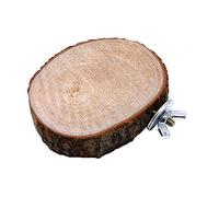 FLYXF Parrot Wooden Perch Stand Platform Natural Wood Round Board for Parakeets Small Animals Chew Toy Un-Polished