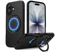 Flyzoo Armor Magnetic Stand Case for iPhone 17 - with 360° Rotatable Ring Kickstand Holder [Compatible with MagSafe] [Military Grade Drop Protection] Heavy Duty Shockproof Cover 6.3", Black