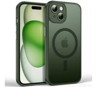 Flyzoo Magnetic Matte Case for iPhone 15 - Compatible with MagSafe, Full Camera Protection, Slim Translucent Shockproof Silicone Edge Case Cover, 6.1", Green