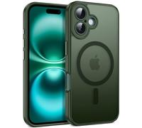 Flyzoo Magnetic Matte Case for iPhone 16 - Compatible with MagSafe, Full Camera Protection, Slim Translucent Shockproof Silicone Edge Case Cover, 6.1", Green