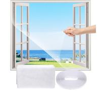 Flyzzz DIY Self-adhesive Window Screen Netting Mesh Curtain, With Hook and Sticky Tape, Can be easily cut down to size and fitted to multiple windows (5 Packs, White)