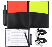 FLZONHUT Referee Card Set, PVC Red Yellow Card Yellow and Red Card Football with 2 Pieces Trainer Metal Whistle, Football Referee Card Set, for Sports, Football, Basketball Game