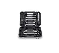 FLZOSPER 12-Piece Flexible Head Ratcheting Wrench Set，Metric Combination Spanner Kit, 8-19mm Chrome Vanadium Steel Ratchet Wrench Set with Portable Suspended Toolbox