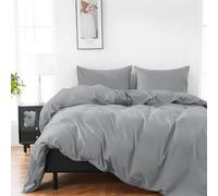FM 100% Soft Polycotton Duvet Cover Sets Plain Dyed Bedding Breathable Hotel Quality Soft Quilt Cover Single Double King Superking Size Bed Sets with Pillow Cases (Silver Grey, Single)