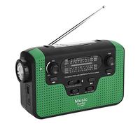 FM/AM/SW Emergency Radio, Bluetooth Hands-free Call Noise Cancelling Sound Speaker with LED Flashlight, USB Charging, Solar & Hand Crank Power, Support TF Music Play for Outdoor Home(Green)