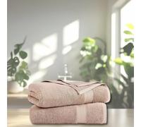 FM Bath Towels 2 Pack or 4 Pack - 100% Egyptian Cotton, Jumbo 140x70 cm - Soft, Absorbent, Quick Dry, 500 GSM - Luxury Bathroom, Spa, Gym Towel Set (2, Beige)