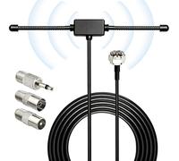 FM DAB Radio Aerial Antenna 75 Ohm High Gain Premium Indoor Antenna with 3M Extension Coaxial Cable & 3 Universal Adapters for HiFi AV Audio Video Home Cinema Theater Stereo Receiver System