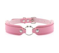 FM FM42 Multicolor PU Simulated Leather Piercing Style O Ring Rivets Collar Choker Necklace, Zinc, No Gemstone