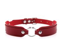 FM FM42 Multicolor PU Simulated Leather Piercing Style O Ring Rivets Collar Choker Necklace, Zinc, No Gemstone