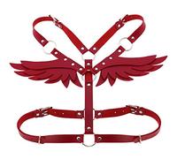 FM FM42 O Ring Waist Belt Body Caged Harness with Back Angel Wings (16 Colors), Red, Medium