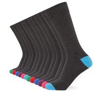 FM London Mens (12-pack) Men’s Smart Breathable Socks, Grey/Colour Heel & Toe, 6-11 UK