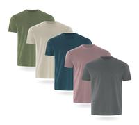 FM London 3/5-Pack Mens T Shirt - Premium Weight T-Shirts for Men with Lightly Fitted Design - Super Soft - Made with 100% Cotton - Stretch Fit for Any Occasion - Durable Comfort Fit
