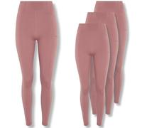 FM London 3 Pack High Waisted Leggings (UK, Alpha, L, XL, Regular, Regular, Pink)