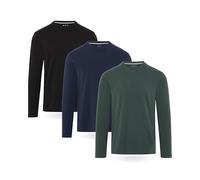FM London 3-Pack Long Sleeve T Shirt Mens - Flattering Fit, Premium Weight, Super Soft Cotton Crew Neck T Shirts