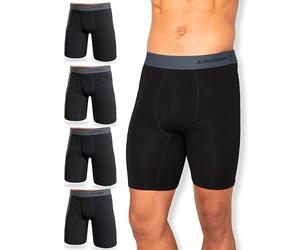 FM London 4-Pack Long Leg Bamboo Boxers Mens, Soft Anti-Chafe Mens Boxers