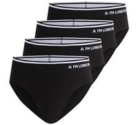 FM London 4-Pack Men's Bamboo Briefs - Soft and Comfortable Underwear Briefs with Tagless Waist - Stretch Fit Pants for Men with No Front Opening Black