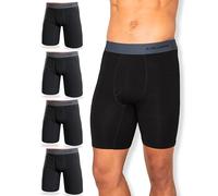 FM London 4-Pack Mens Long Leg Boxers Bamboo - Super Soft, Anti Chafing, Sweat Wicking Bamboo Boxers With Keyhole Fly