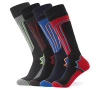 FM London (4-Pack) Thermal Ski Socks for Men and Women Knee-High, Multicoloured (Assorted), 4-7 UK (pack of 4)