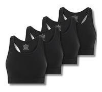 FM London 4pk Racerback Sports Bra (UK, Alpha, M, L, Regular, Regular, Black)