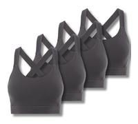 FM London 4PK Strappy Sports Bra (UK, Alpha, M, L, Regular, Regular, Charcoal)